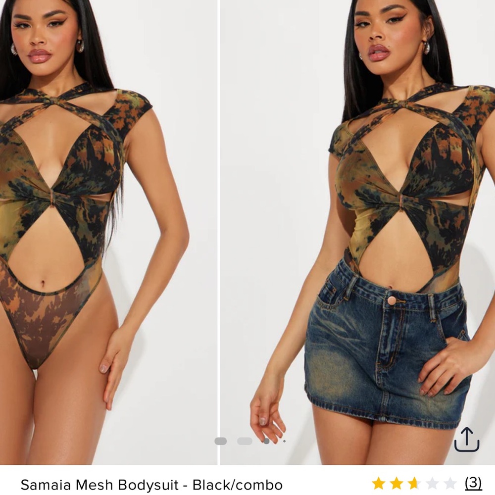 Fashion Nova Camouflage Mesh Bodysuit
